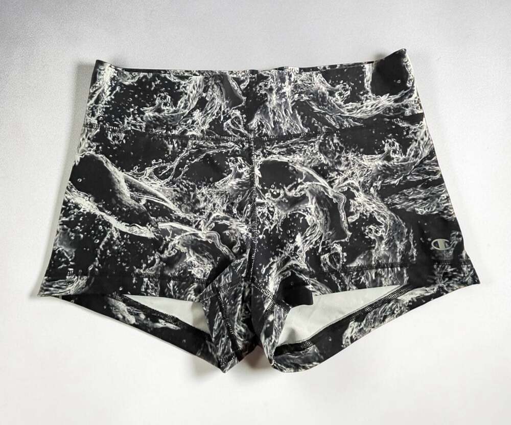 Champion Performance Athletic Compression Shorts Black White Water, Size L